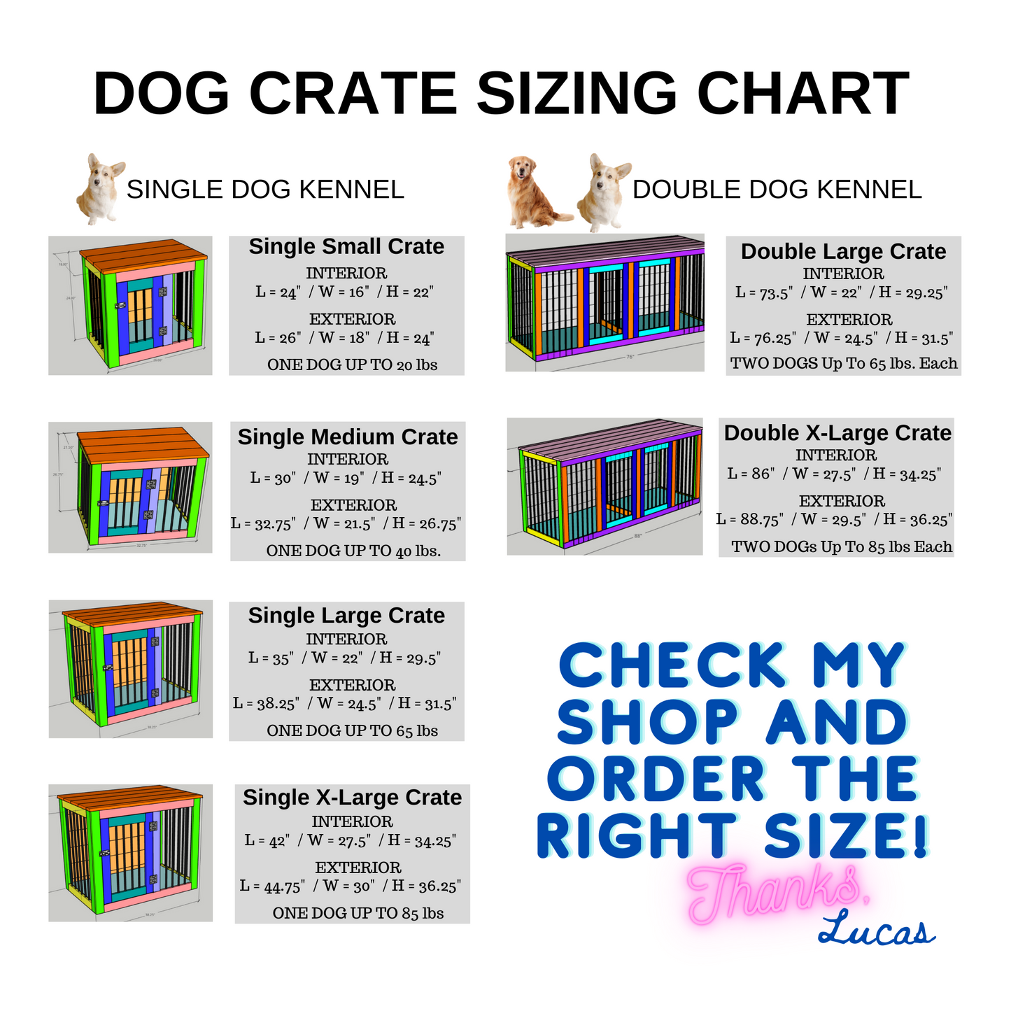 Single XL Dog Crate Plans