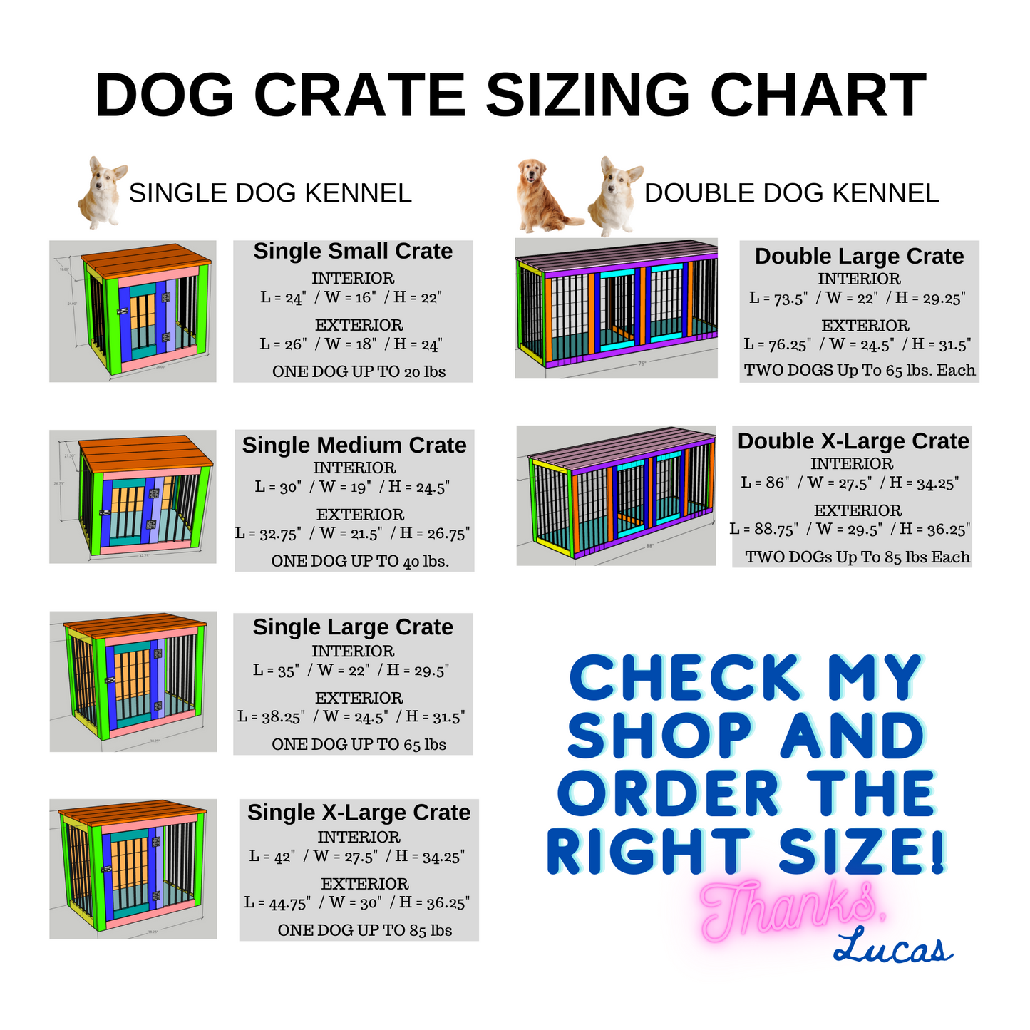 Single Large Dog Crate Plans