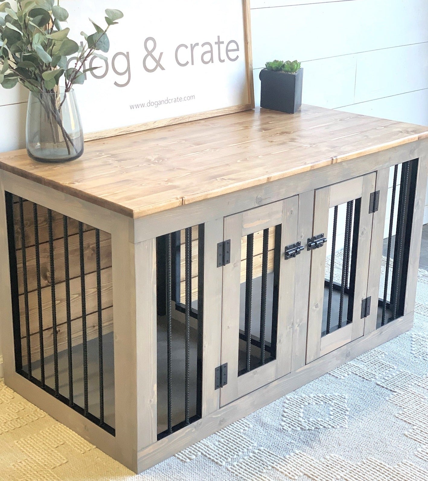 DIY WOODEN DOUBLE DOG CRATE